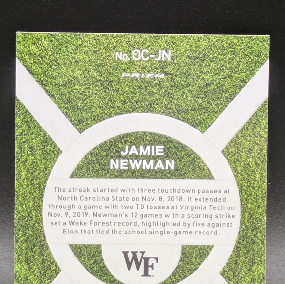 2021 Panini Prizm Draft Picks On Campus Jamie Newman OC-JN Rookie RC Wake Forest - Picture 5 of 6